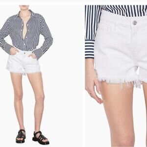 FRAME White Le Grand Garcon White Raw Hem Casaul Designer Shorts Size 33